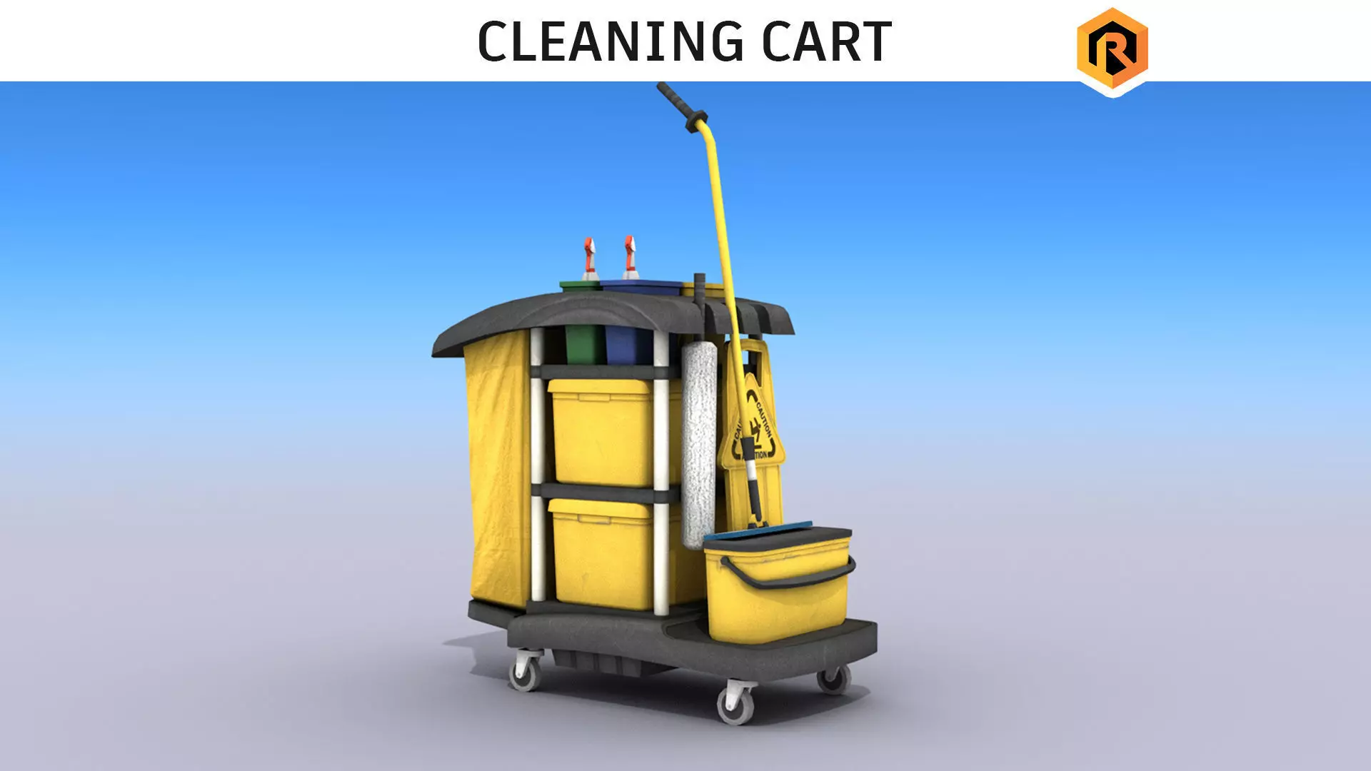 Cleaning Cart Low-poly 3D model_0