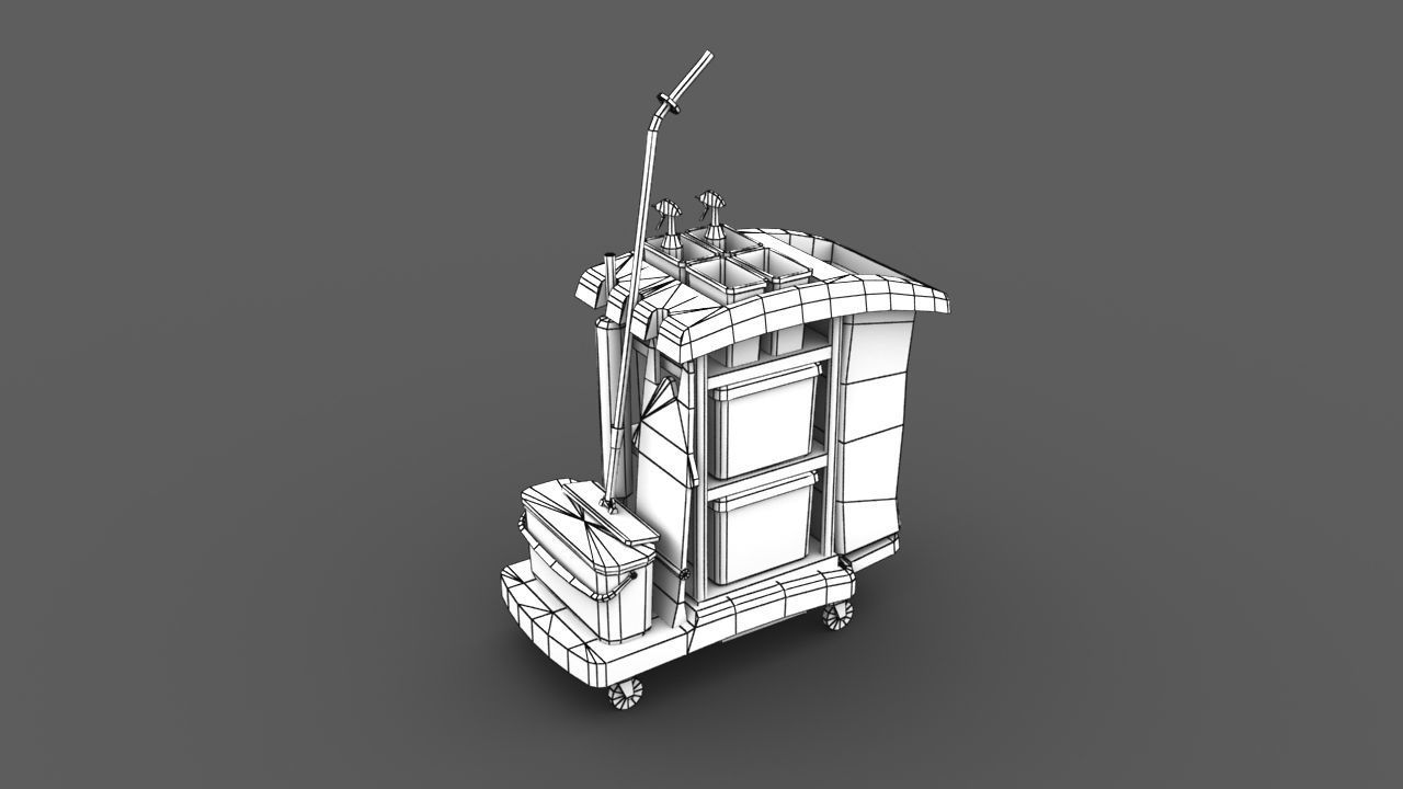 Cleaning Cart Low-poly 3D model_10
