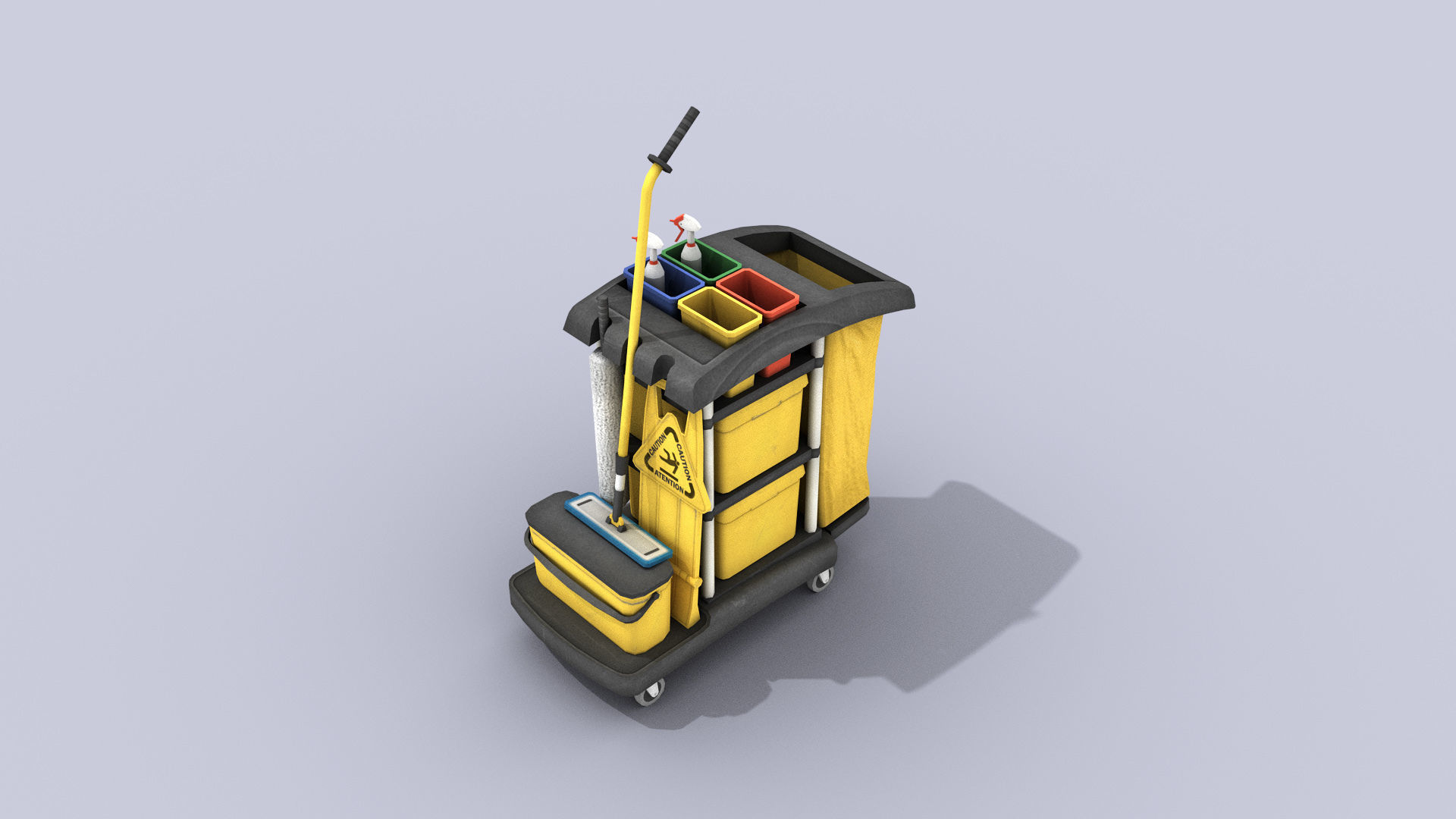 Cleaning Cart Low-poly 3D model_4