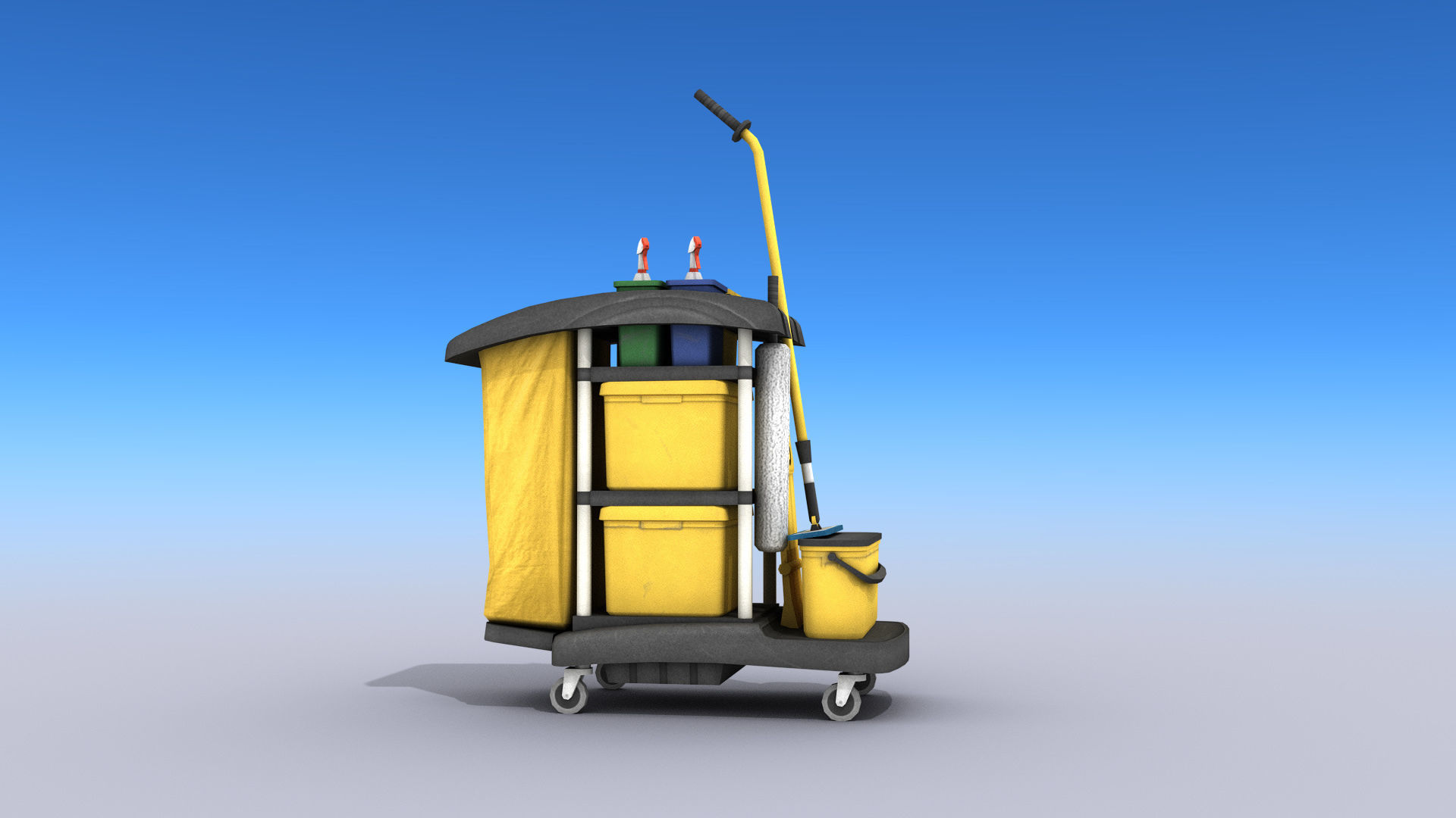 Cleaning Cart Low-poly 3D model_3