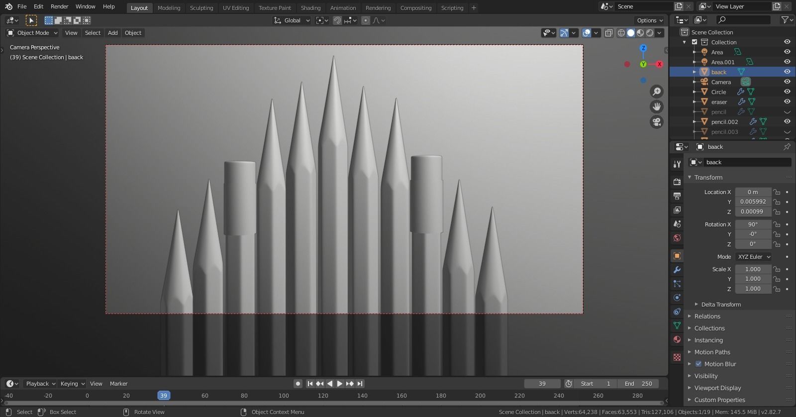 Pencil 3D model 3D model_3