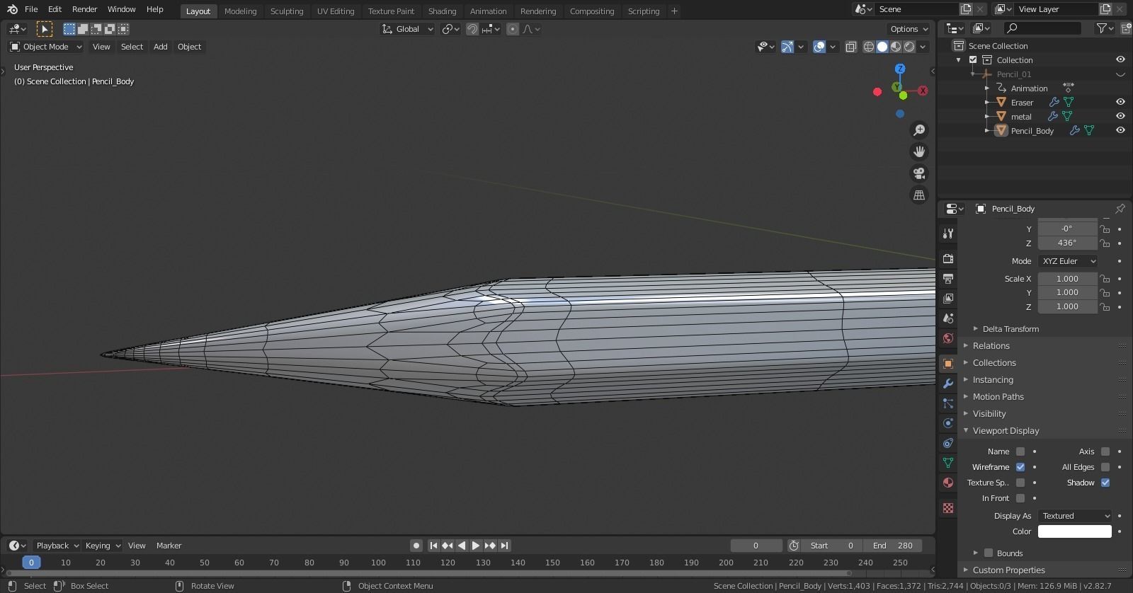 Pencil 3D model 3D model_7