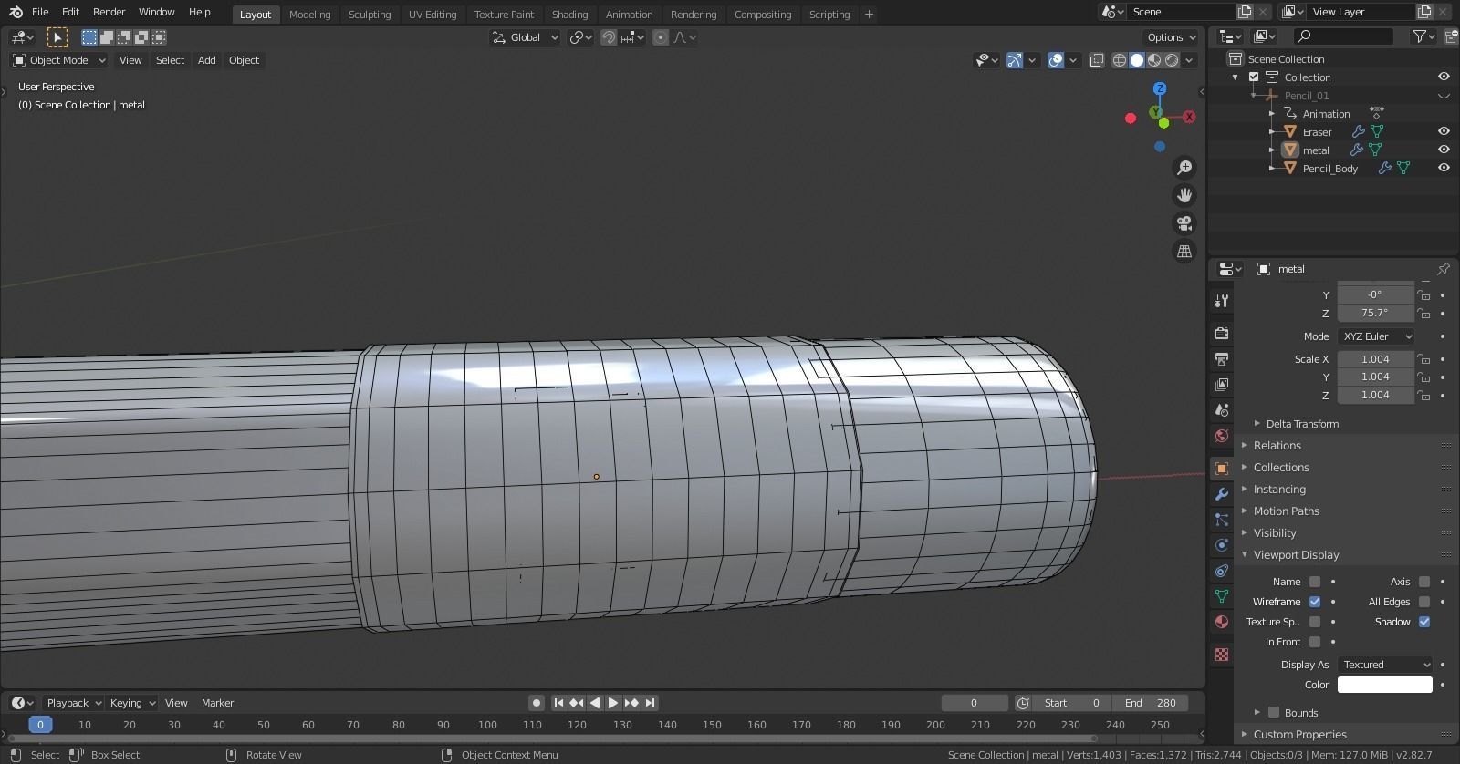 Pencil 3D model 3D model_8