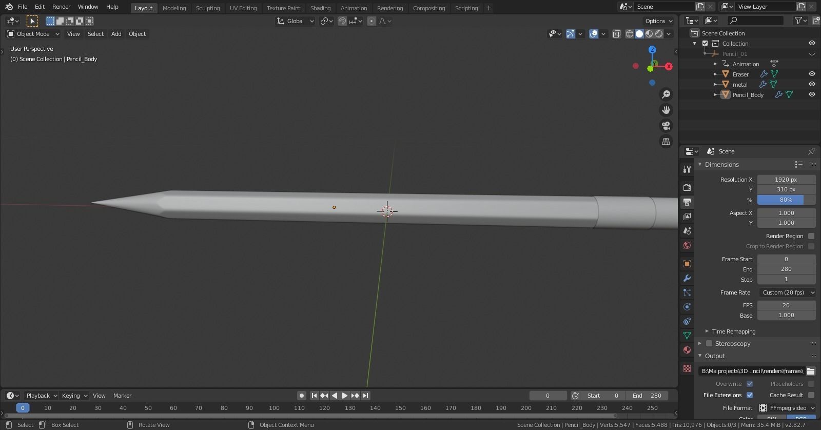 Pencil 3D model 3D model_5