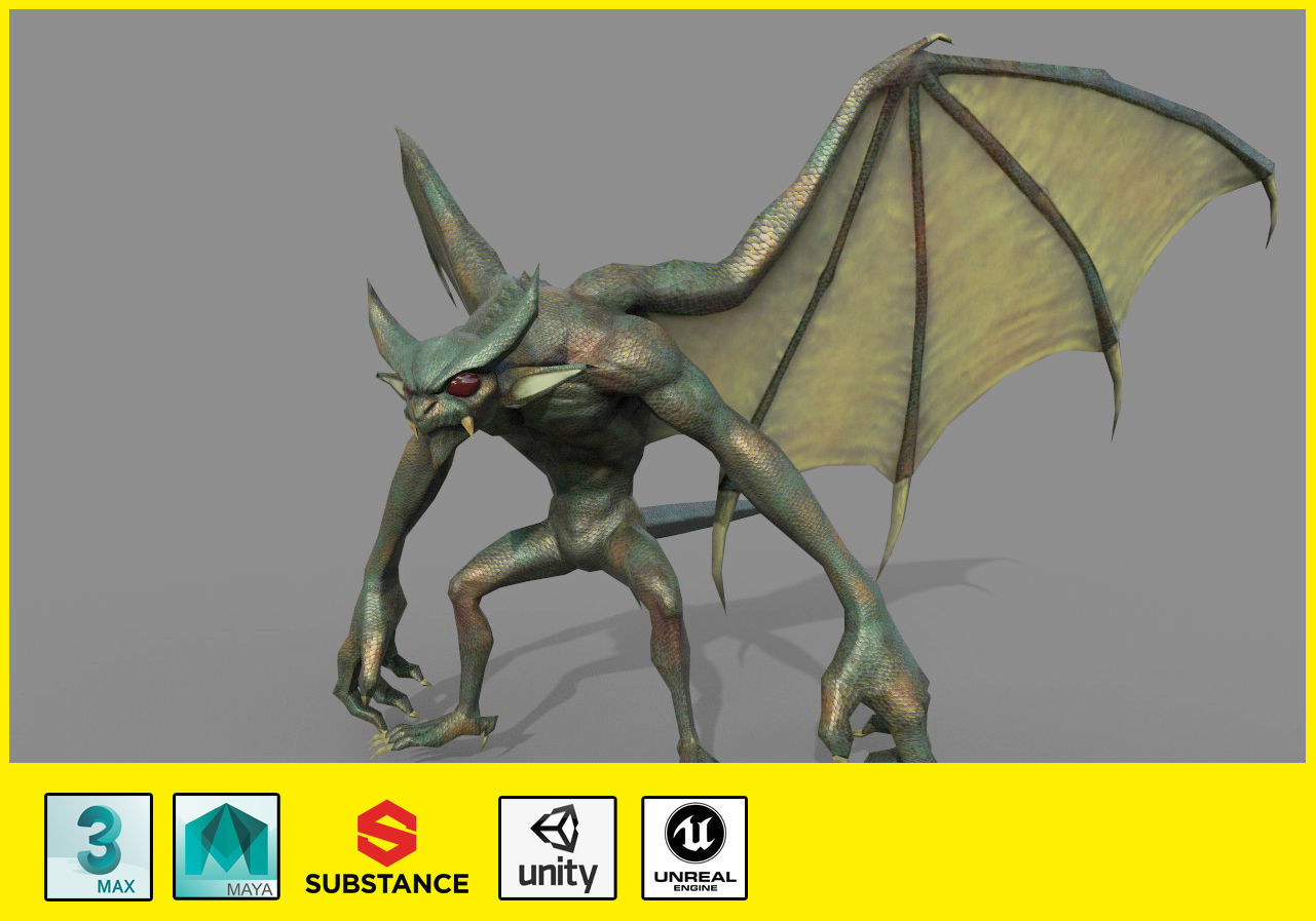 Monster Bat Low-poly 3D model_2