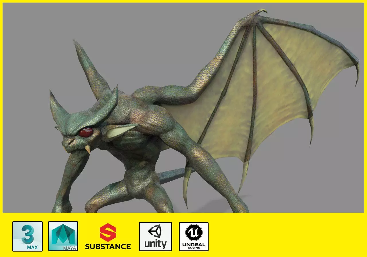 Monster Bat Low-poly 3D model_0