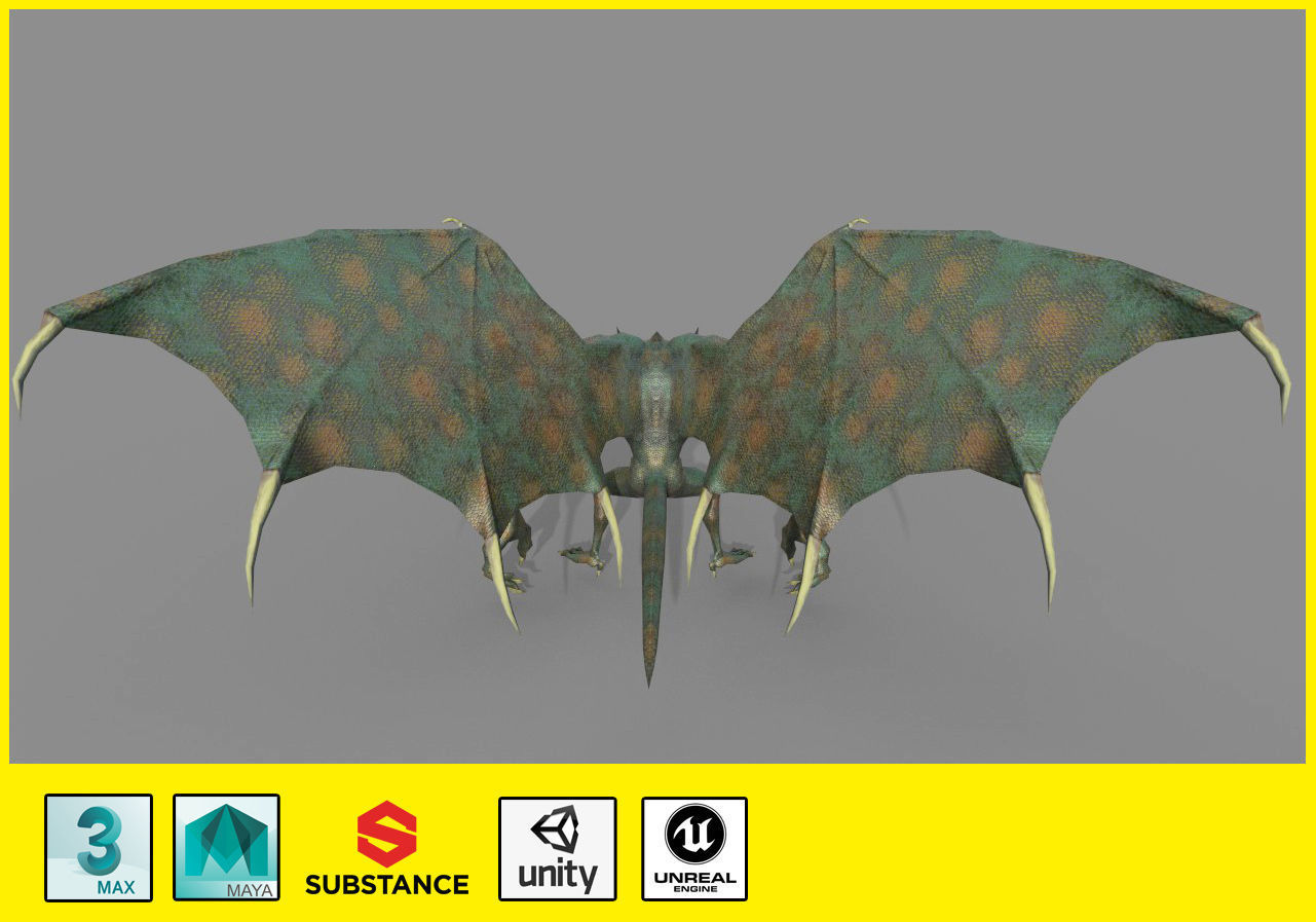 Monster Bat Low-poly 3D model_4