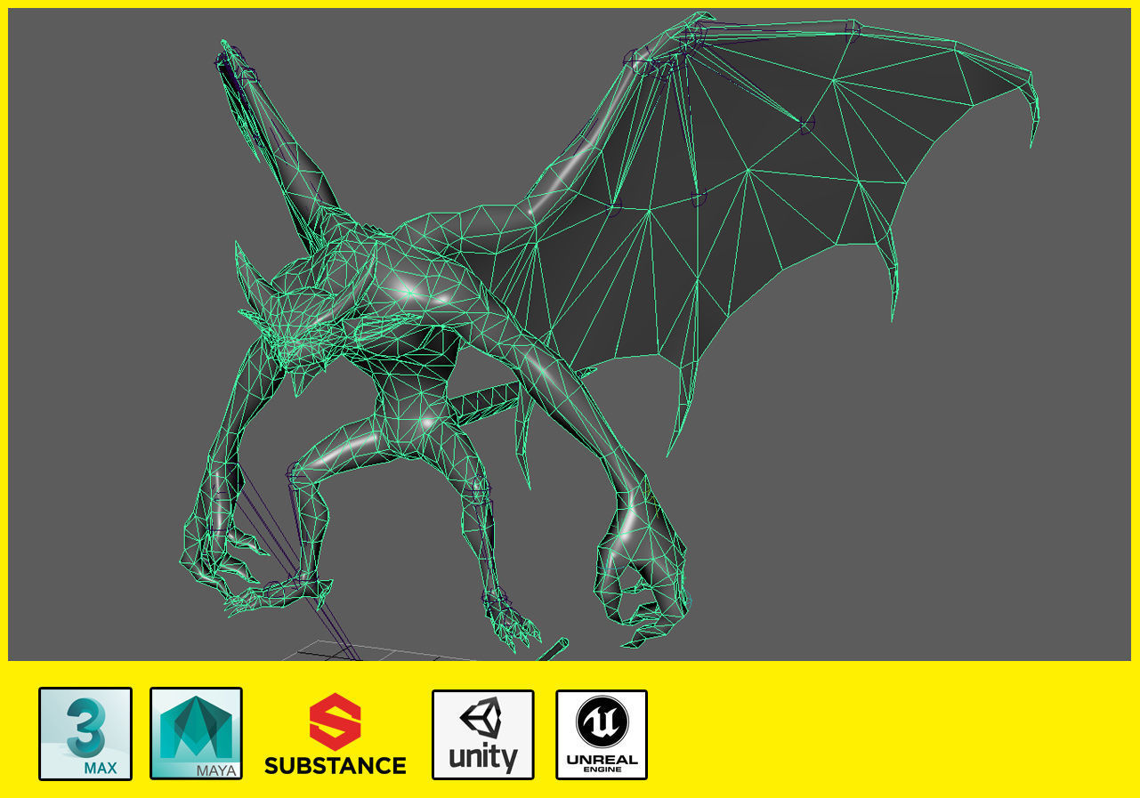 Monster Bat Low-poly 3D model_5