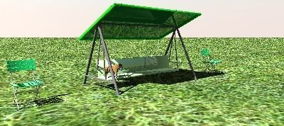 Swing and chair for small home garden Free low-poly 3D model_7