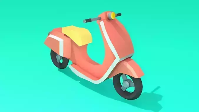Low poly Vespa-Motorcycle 3D game asset Low-poly 3D model
