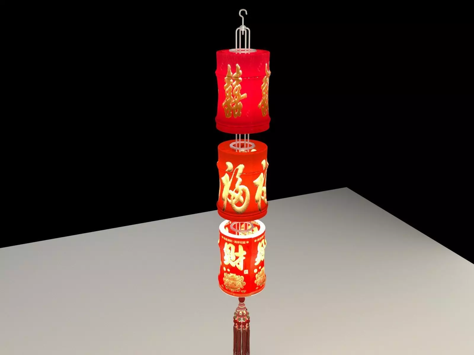 Chinese red lantern 3D model_0