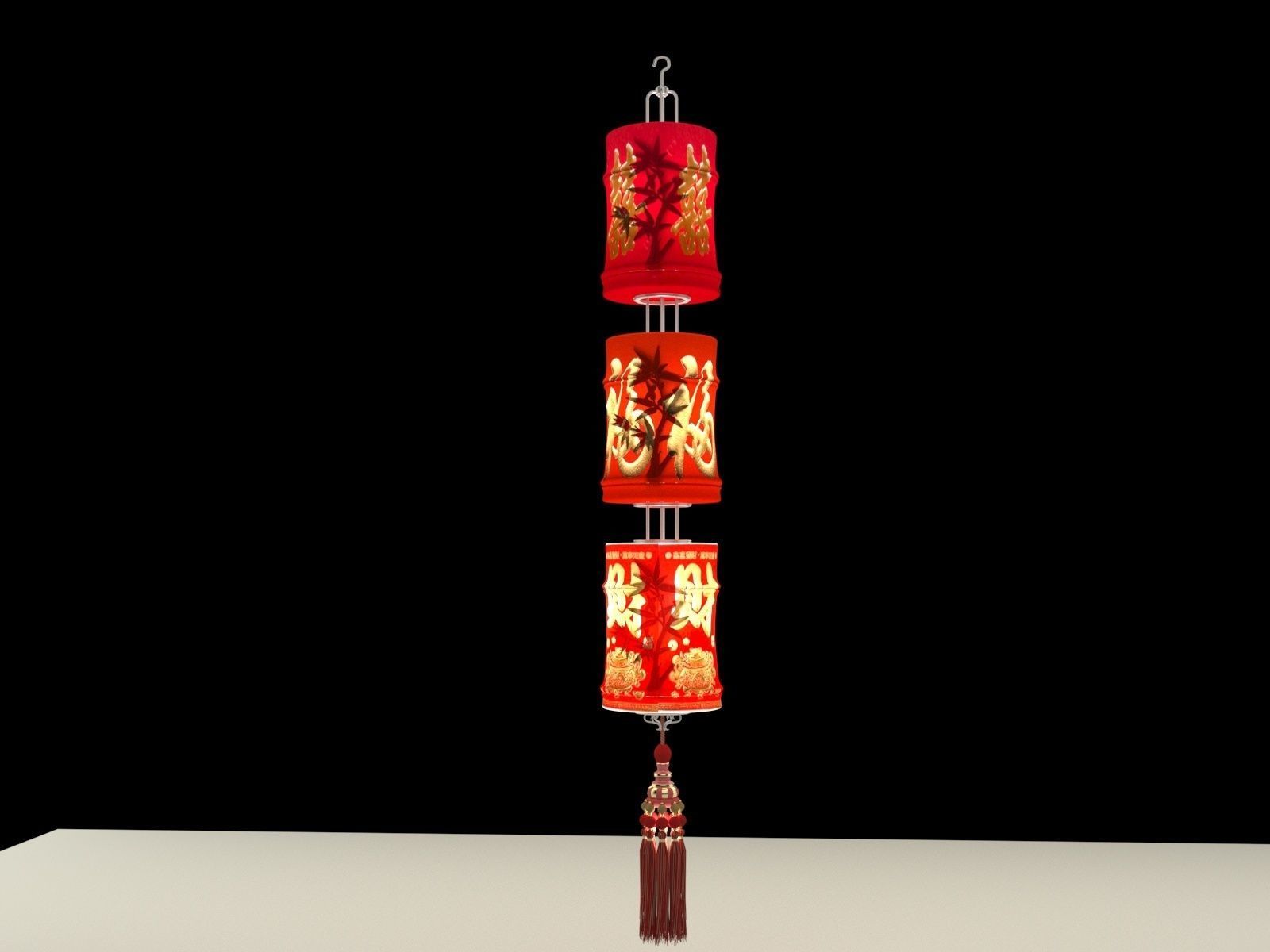 Chinese red lantern 3D model_1