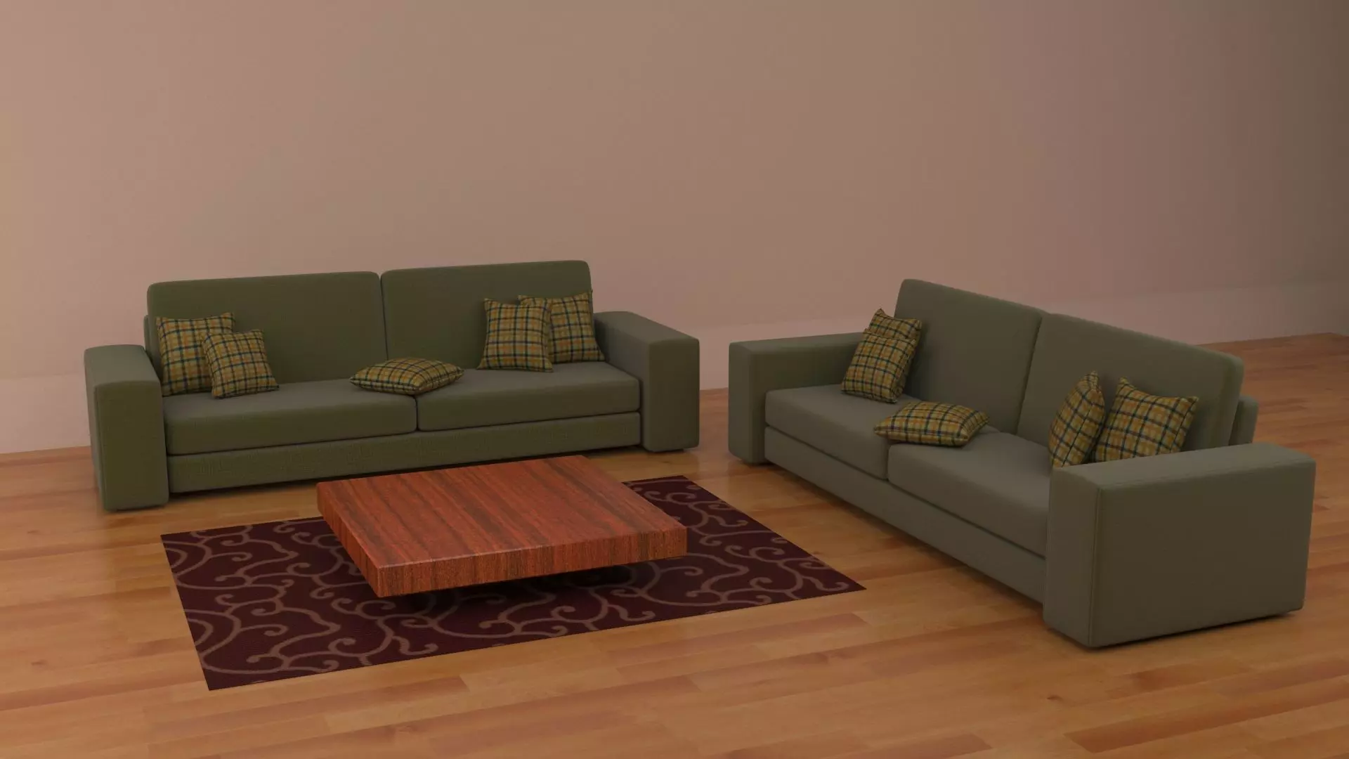 Realistic Modern Sofas And Minitable Low-poly 3D model_0