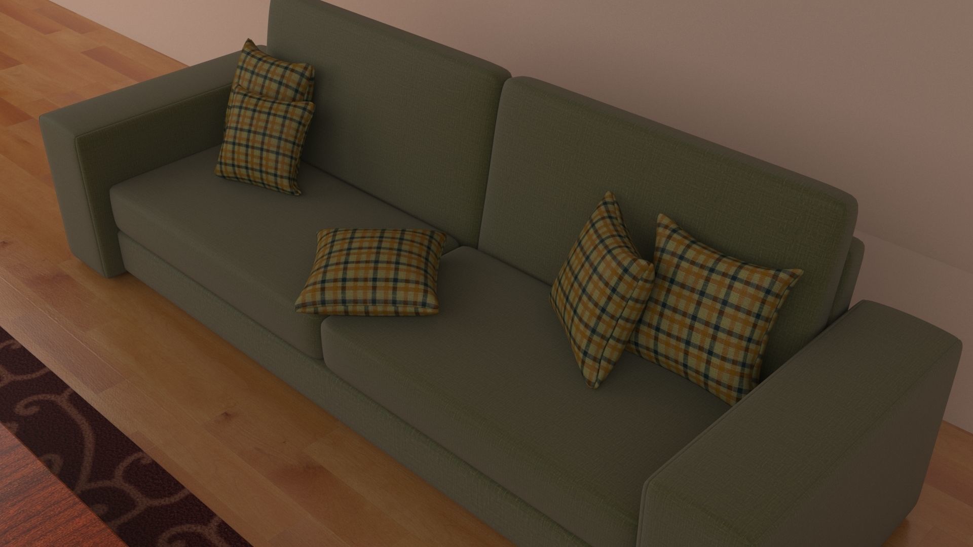 Realistic Modern Sofas And Minitable Low-poly 3D model_1