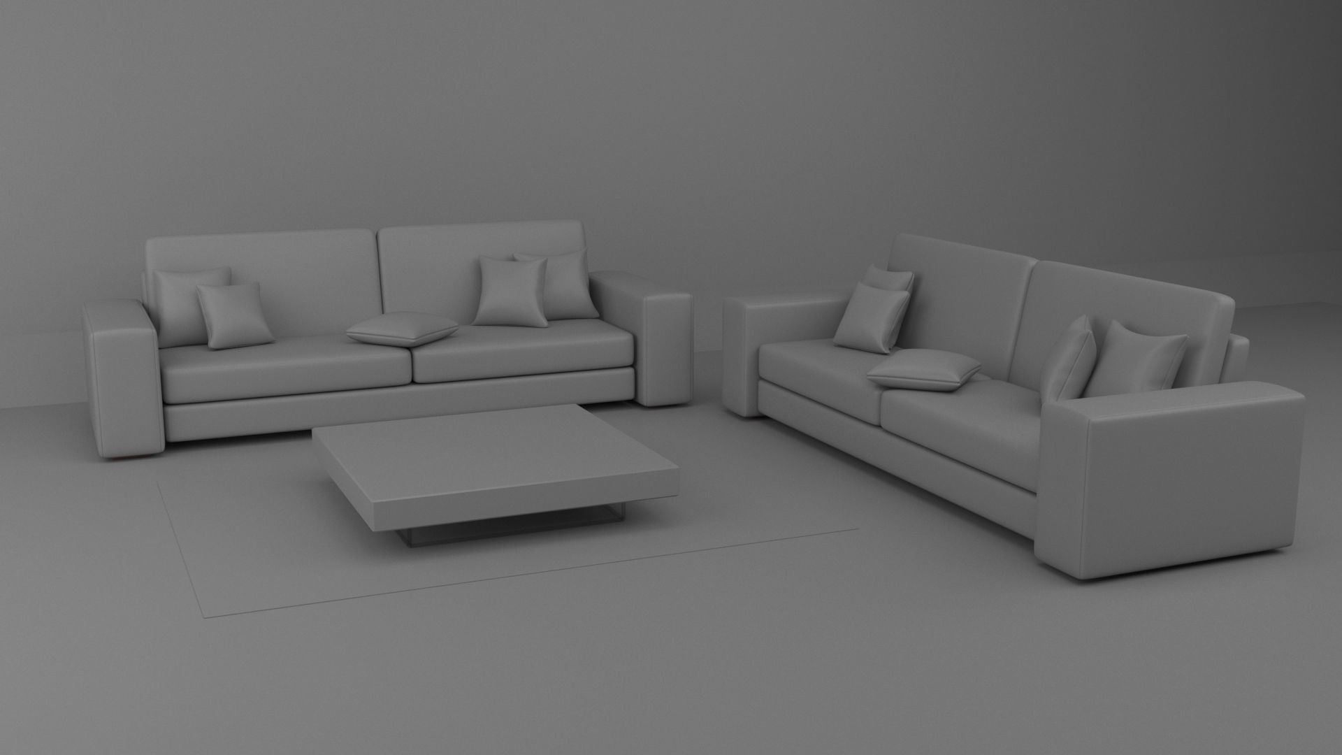 Realistic Modern Sofas And Minitable Low-poly 3D model_2