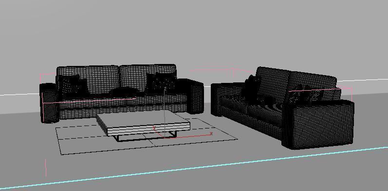 Realistic Modern Sofas And Minitable Low-poly 3D model_3