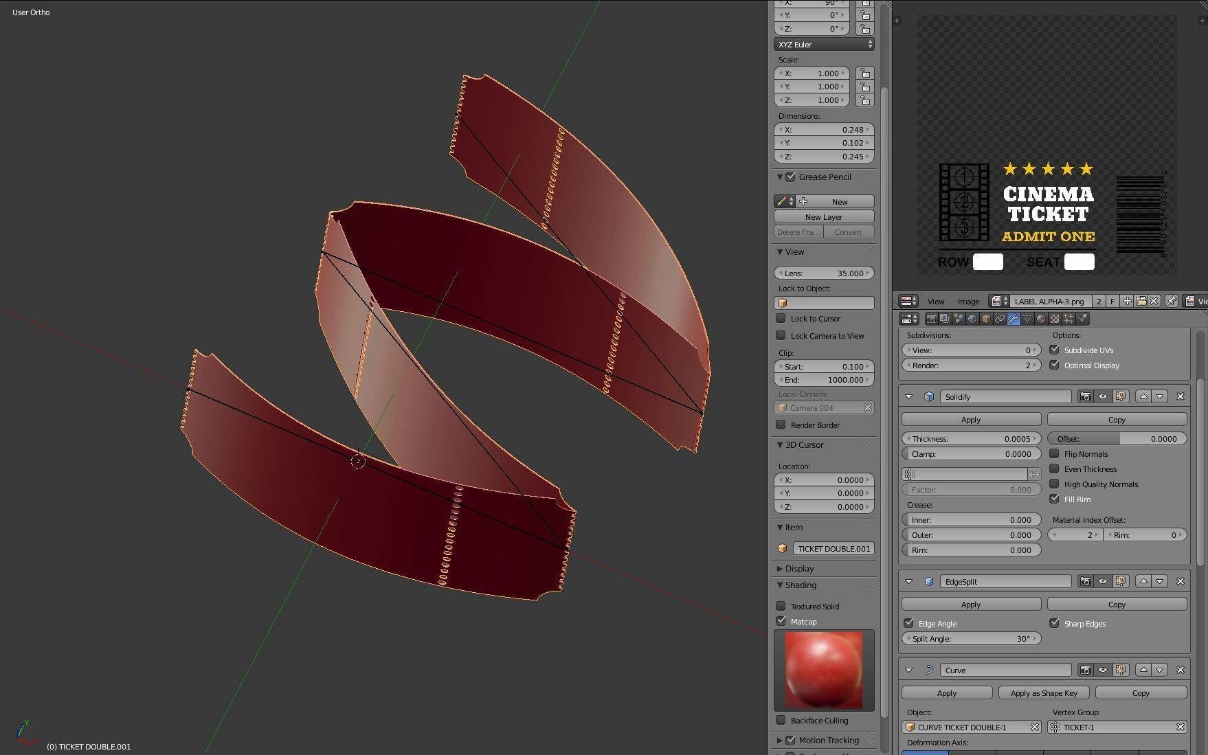 Cinema Ticket-2 3D model_9