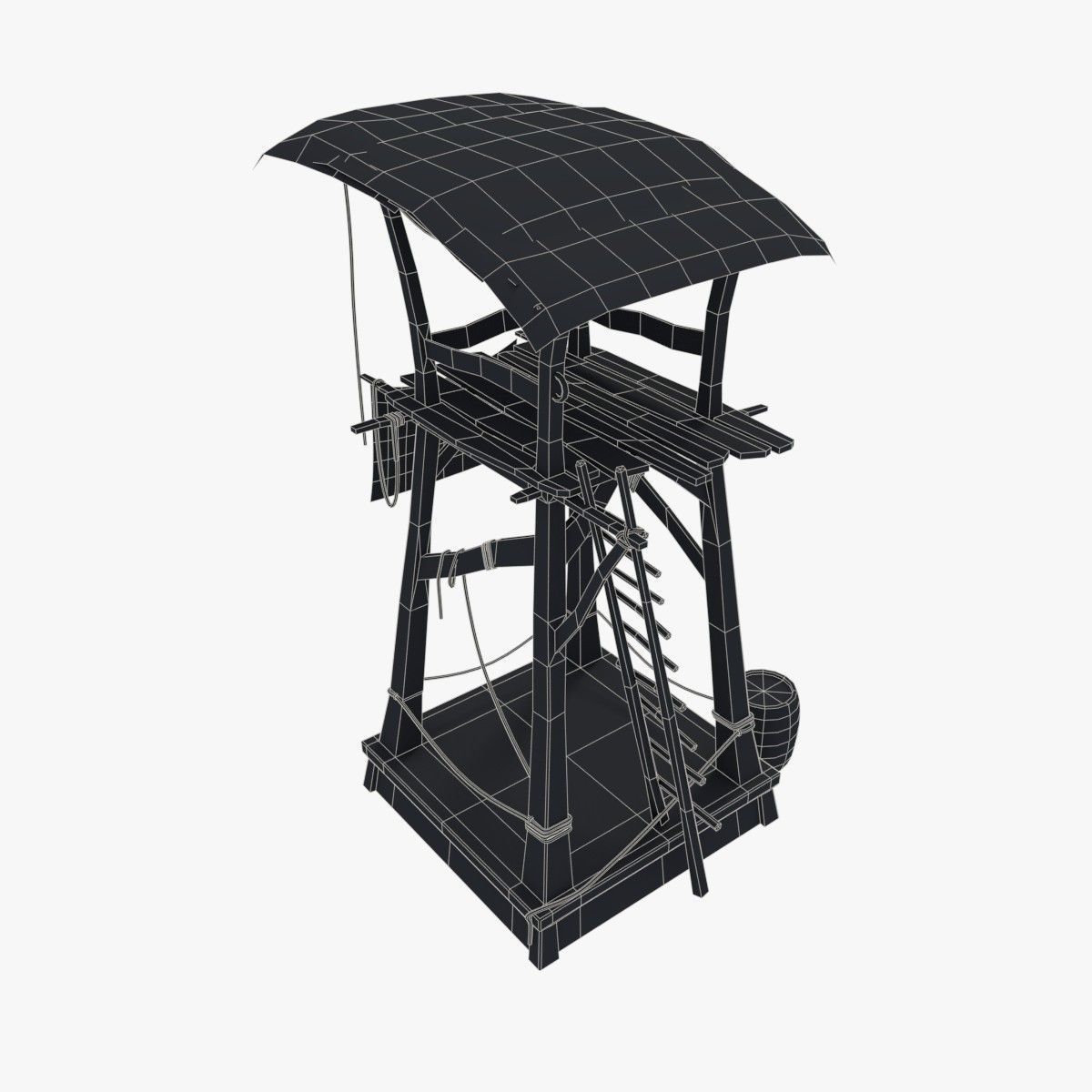 Wooden pirate watch tower Low-poly 3D model_3