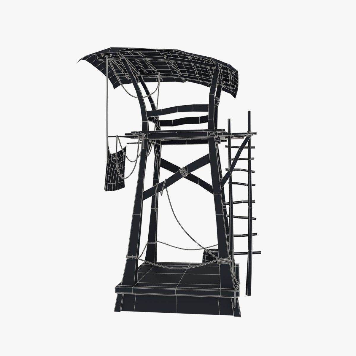 Wooden pirate watch tower Low-poly 3D model_11