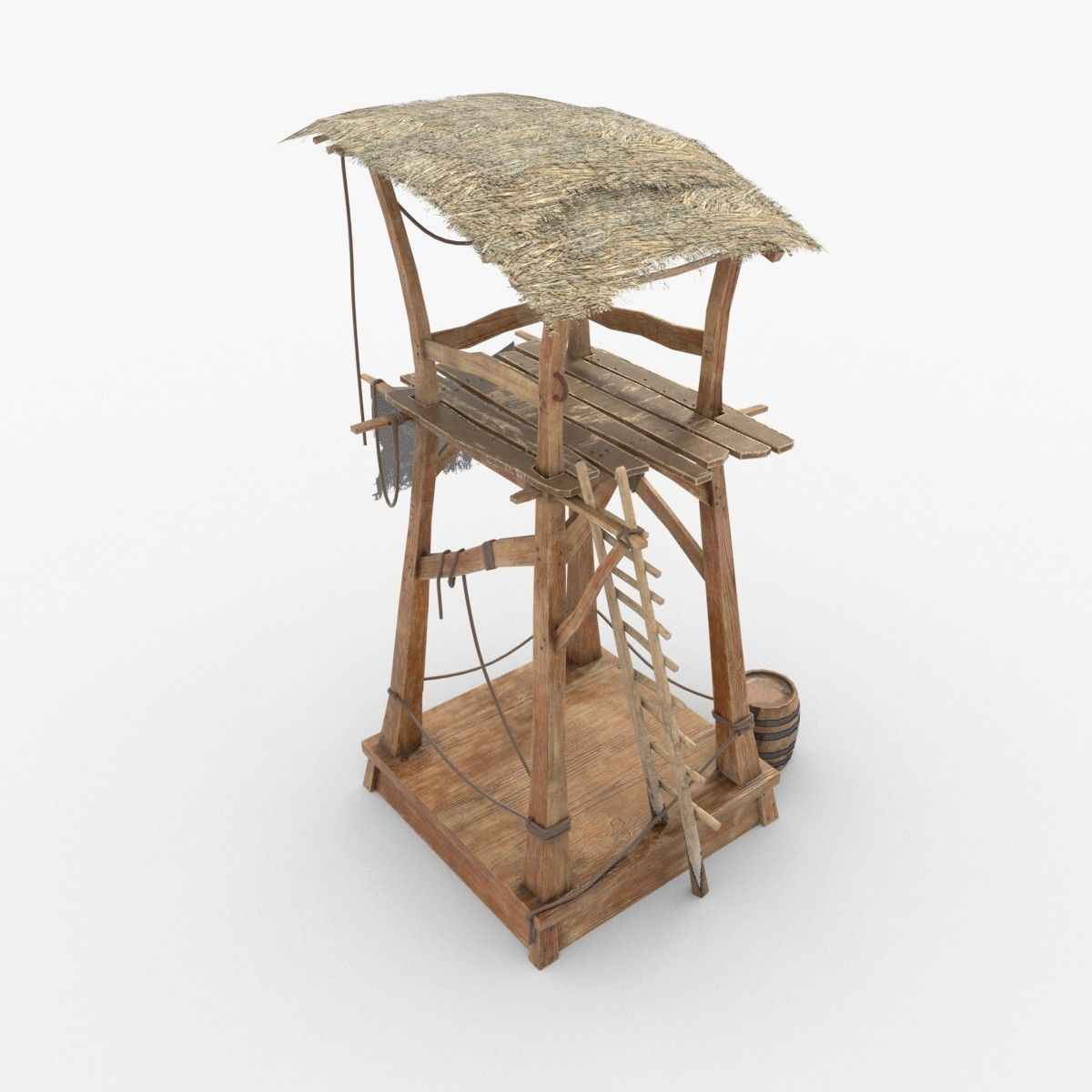 Wooden pirate watch tower Low-poly 3D model_2