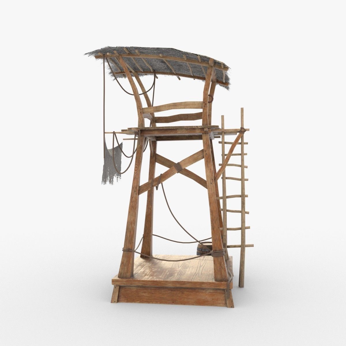 Wooden pirate watch tower Low-poly 3D model_10