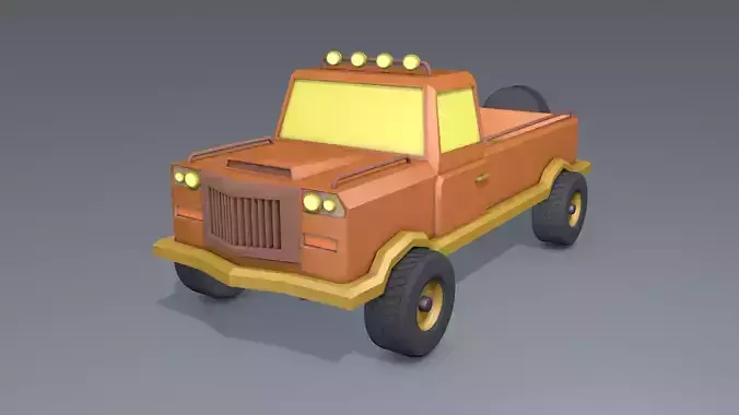 Low Poly Cartoon Safari Truck 3D