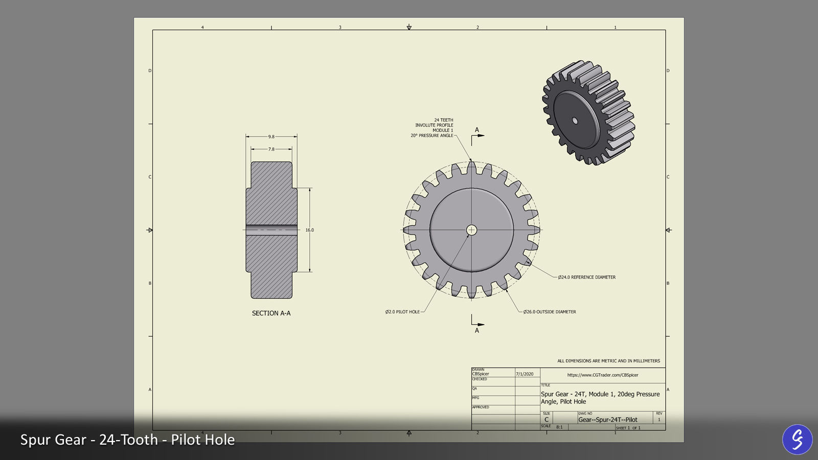 24-Tooth Spur Gear 03 3D print model_19