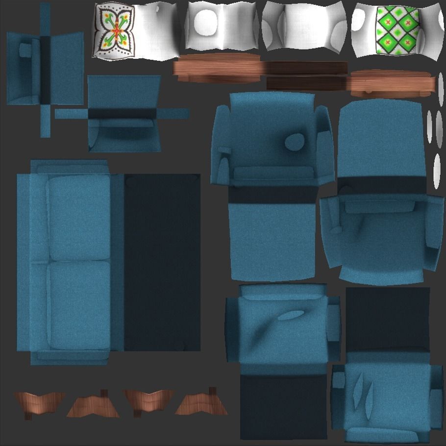 Stylized Sofa Couch 3D model_1