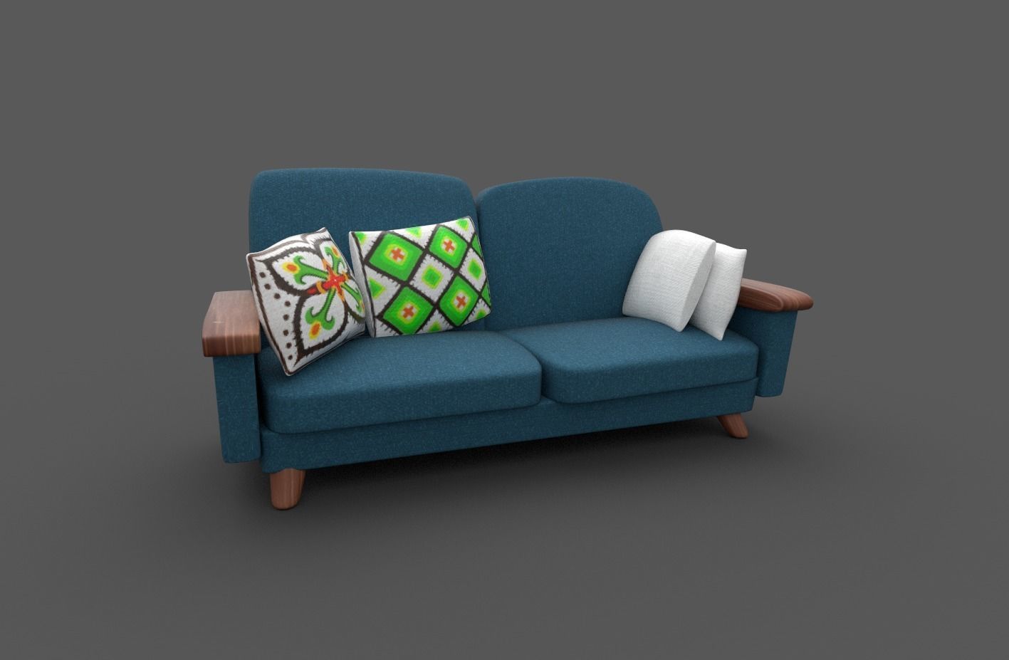 Stylized Sofa Couch 3D model_3