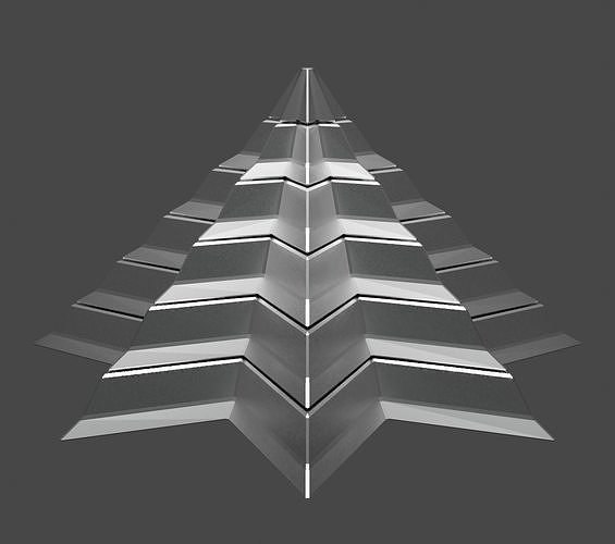 Iron Pyramidal Structure 8 Corners Lit Interstices with Angles Low-poly 3D model