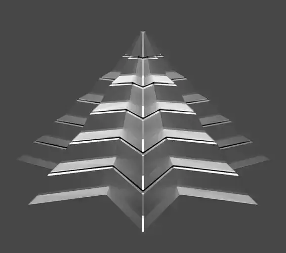 Iron Pyramidal Structure 8 Corners Lit Interstices with Angles Low-poly 3D model