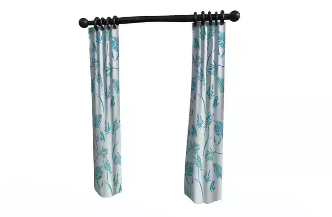Stylized Curtain Rod with Curtains