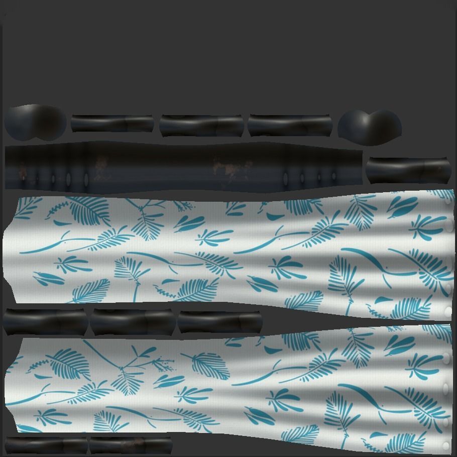 Stylized Curtain Rod with Curtains 3D model_1