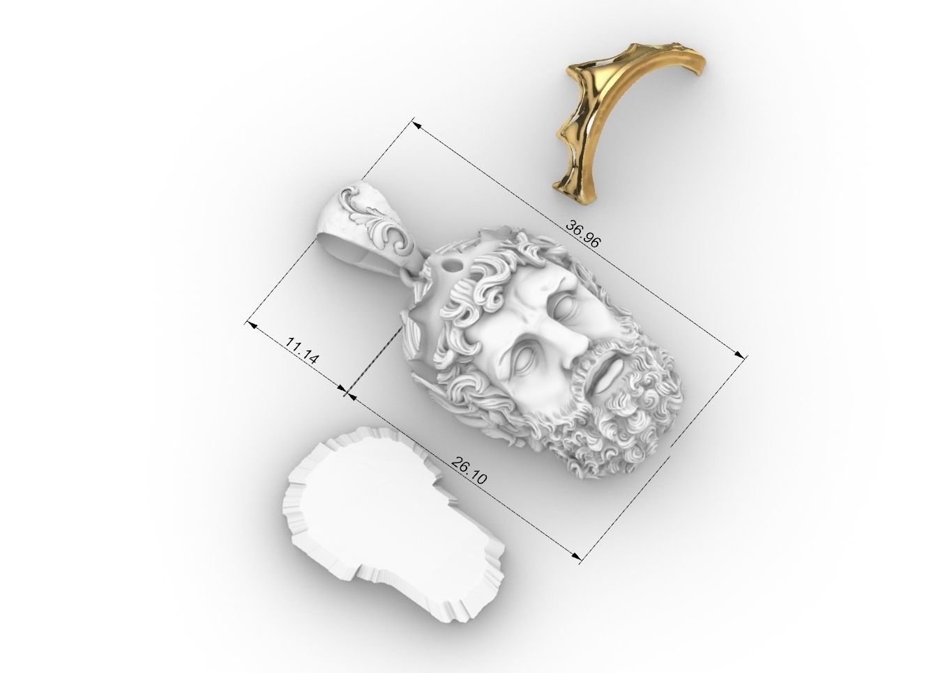 GREEK POSEIDON PENDANT 3D MODEL 3D print model_3