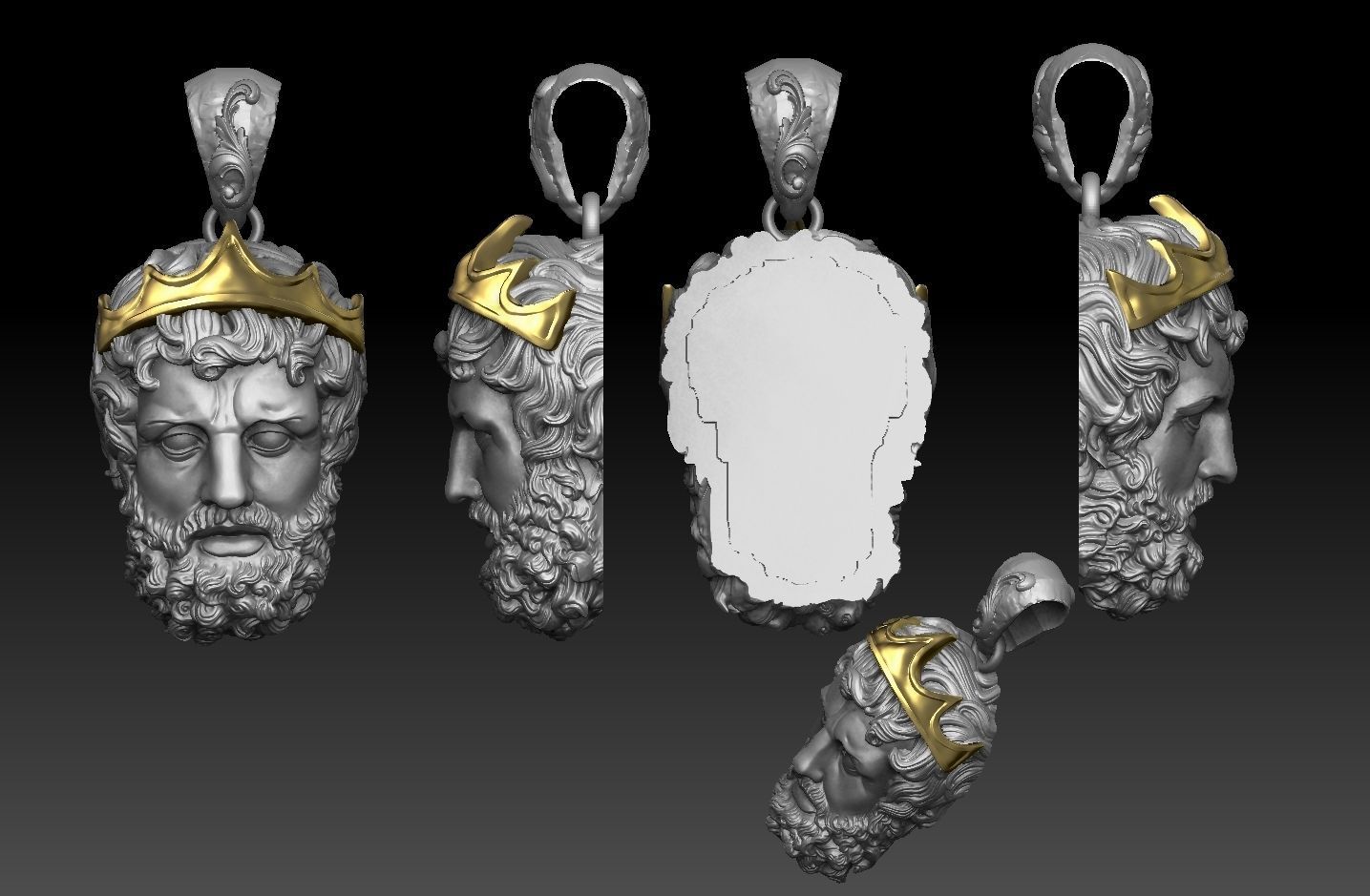GREEK POSEIDON PENDANT 3D MODEL 3D print model_9
