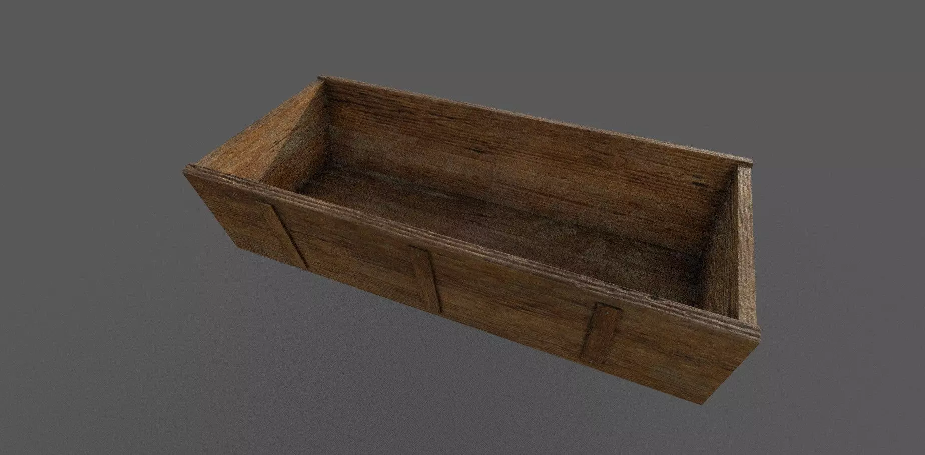 Trough Low-poly 3D model wooden box Low-poly 3D model_0
