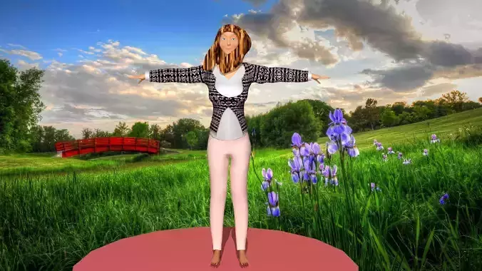 woman in colorful jacket