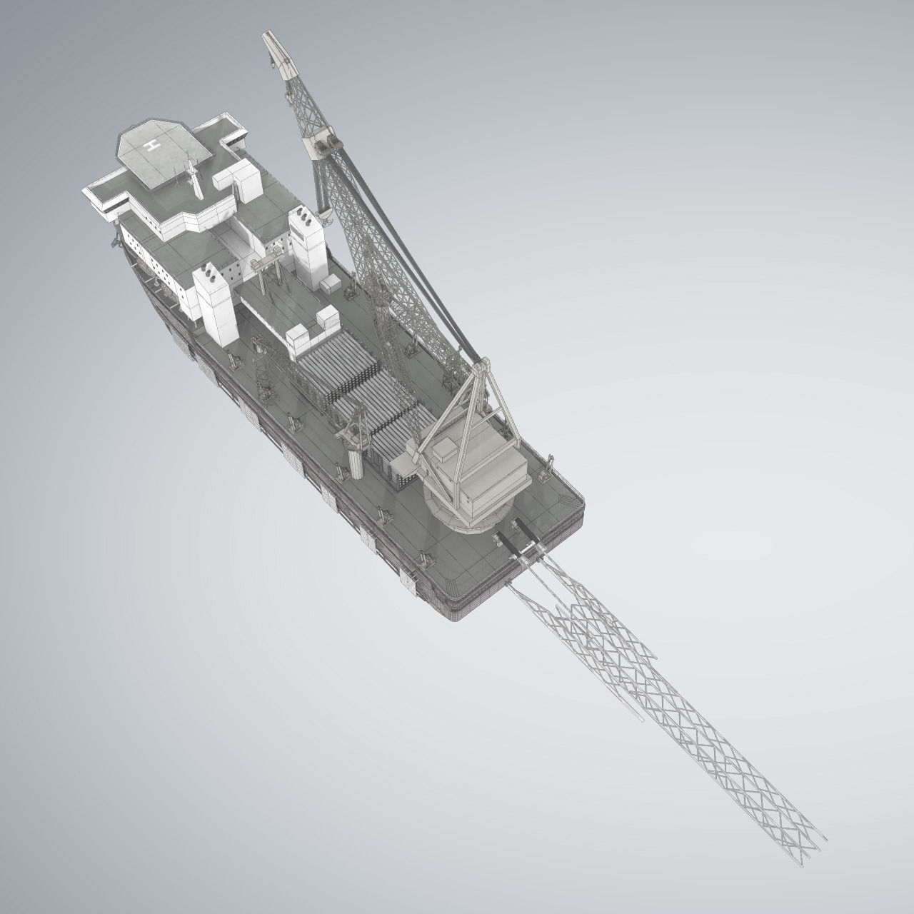 Pipelay Crane Vessel SK 3500 3D model_10