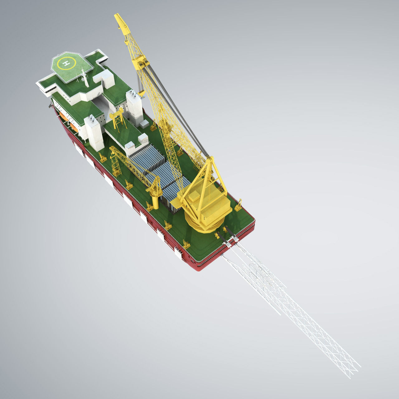 Pipelay Crane Vessel SK 3500 3D model_1