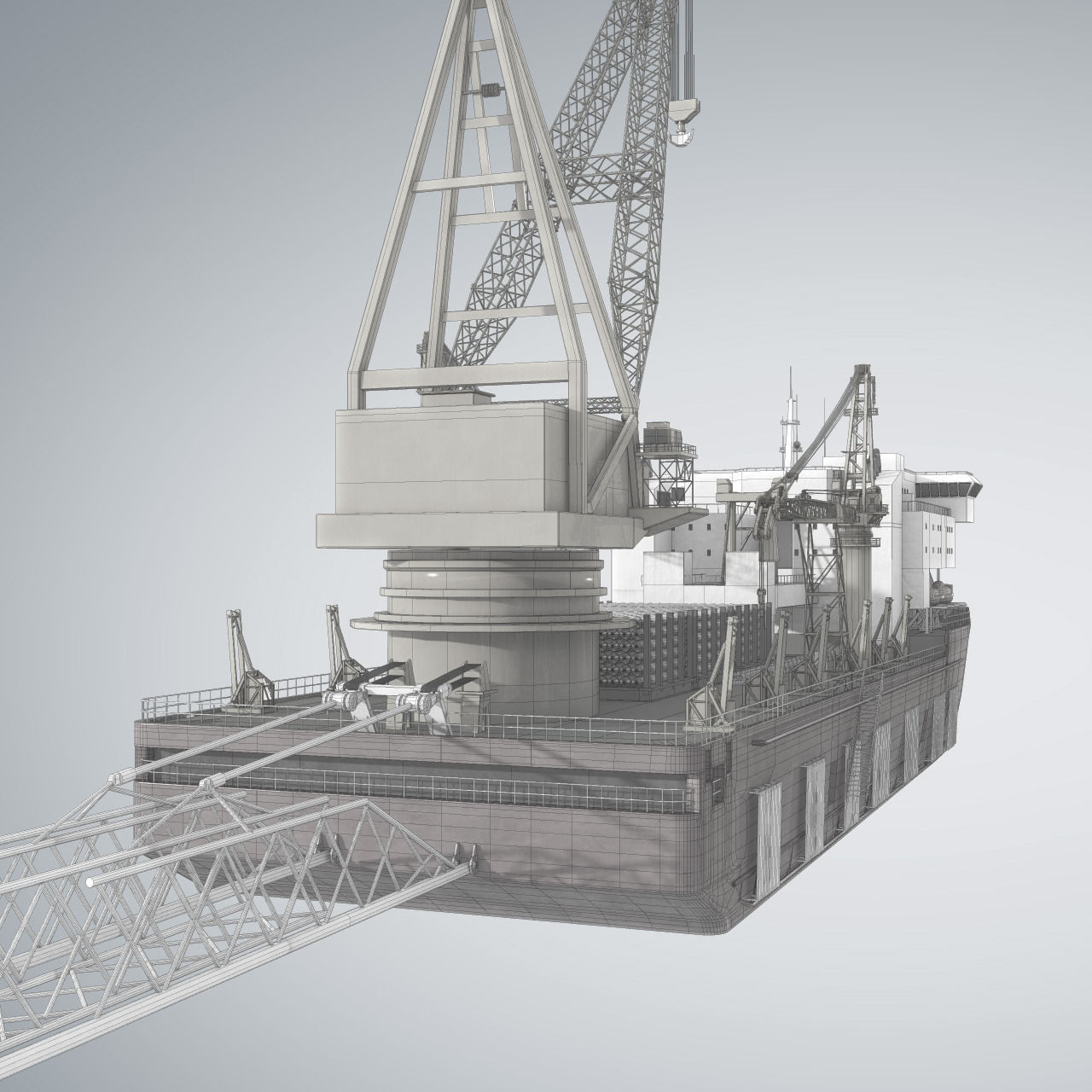 Pipelay Crane Vessel SK 3500 3D model_7