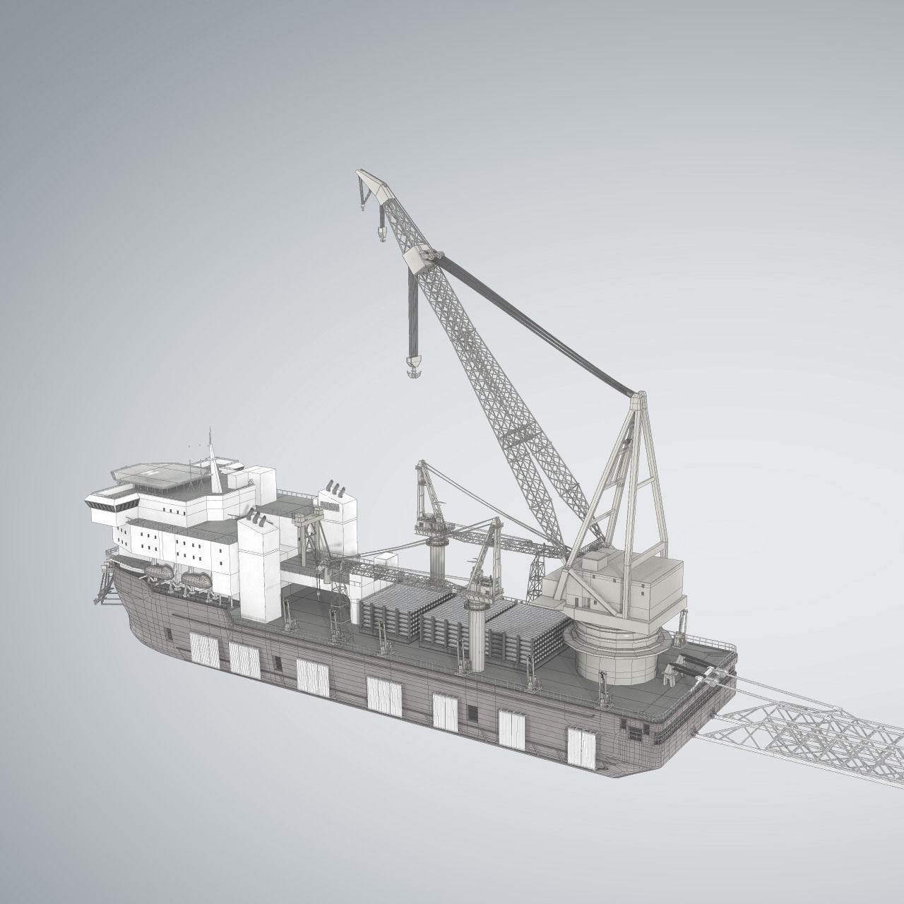 Pipelay Crane Vessel SK 3500 3D model_6