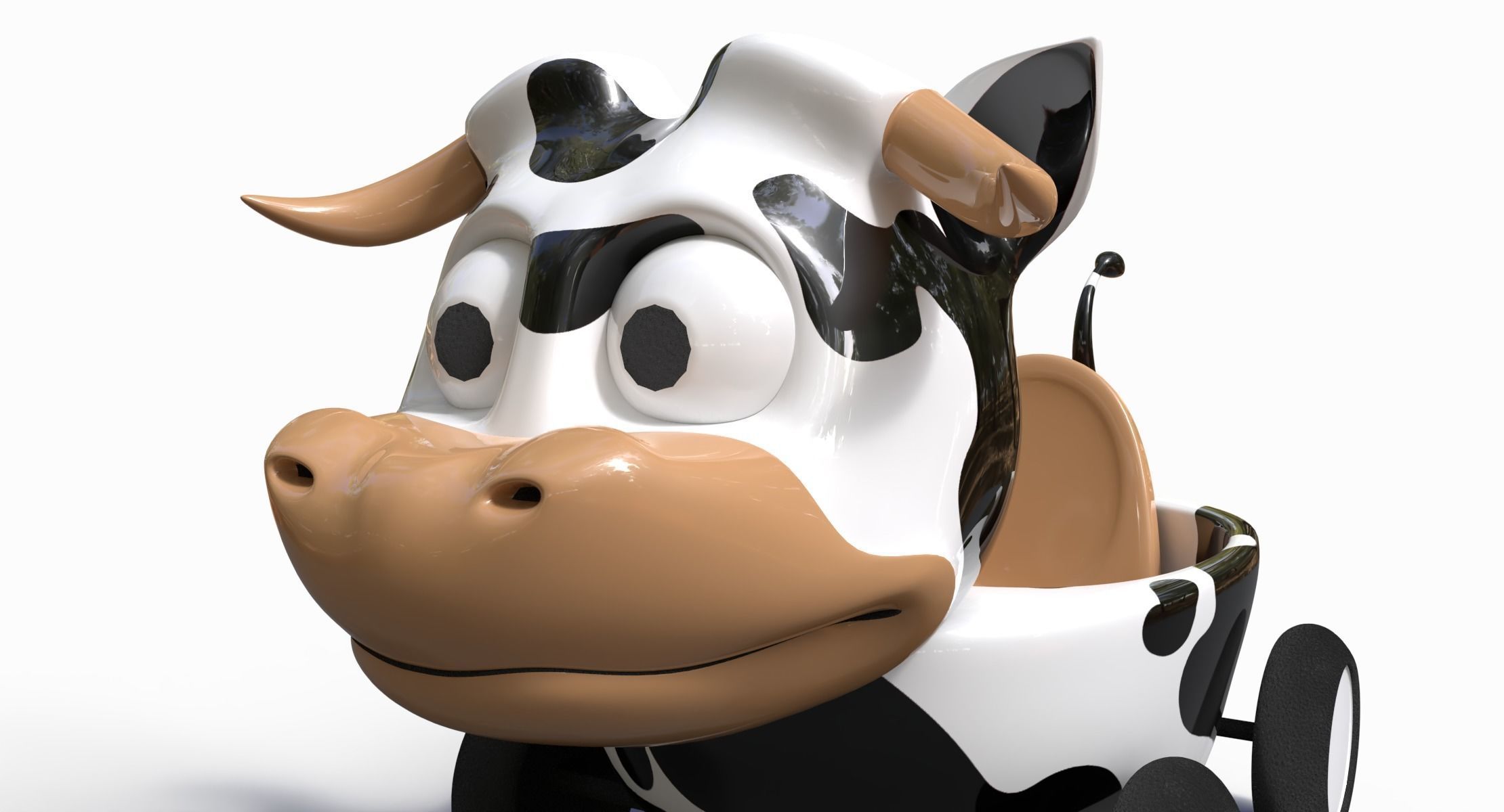 Cow Car Low-poly 3D model_7