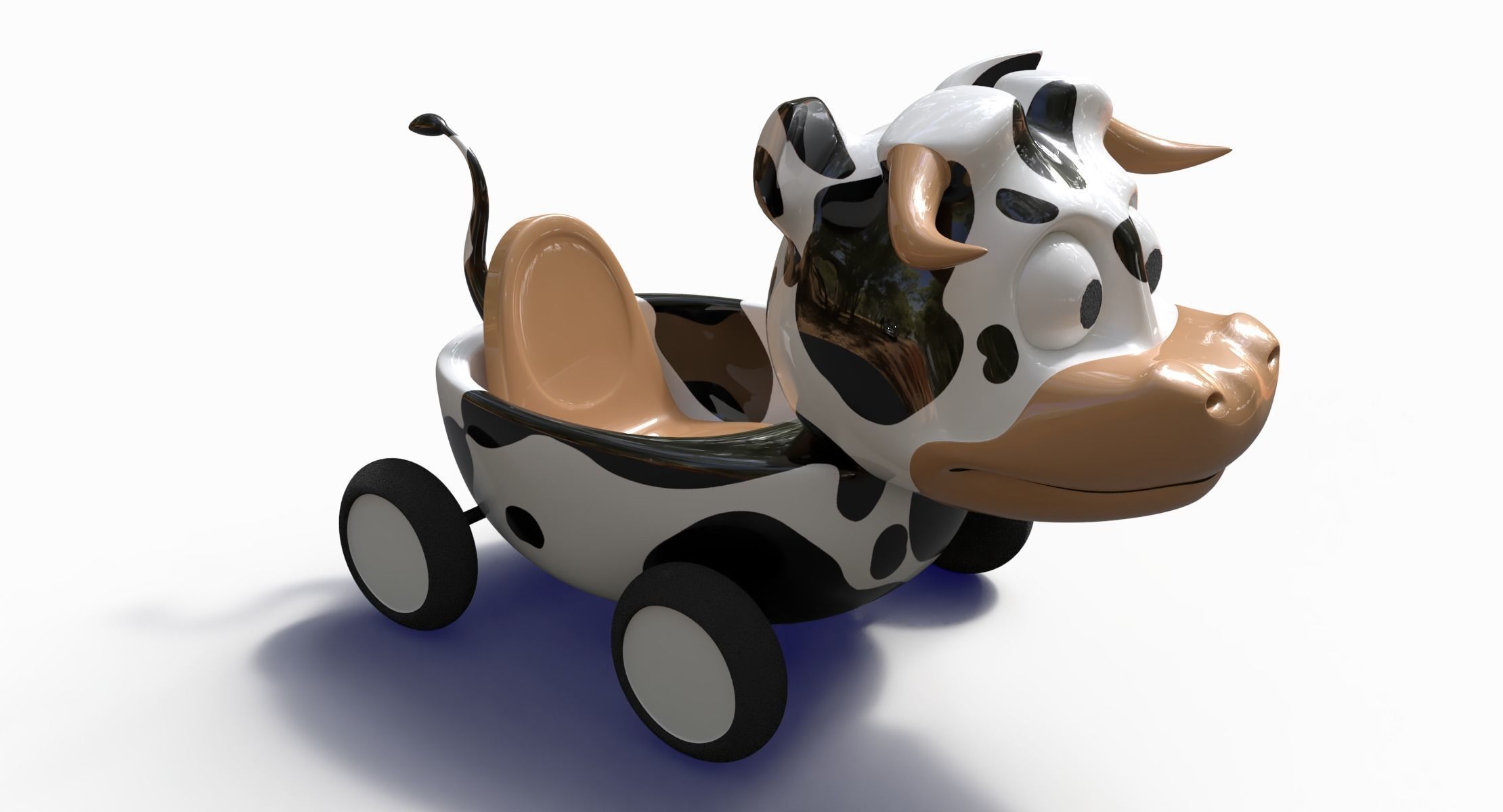 Cow Car Low-poly 3D model_4