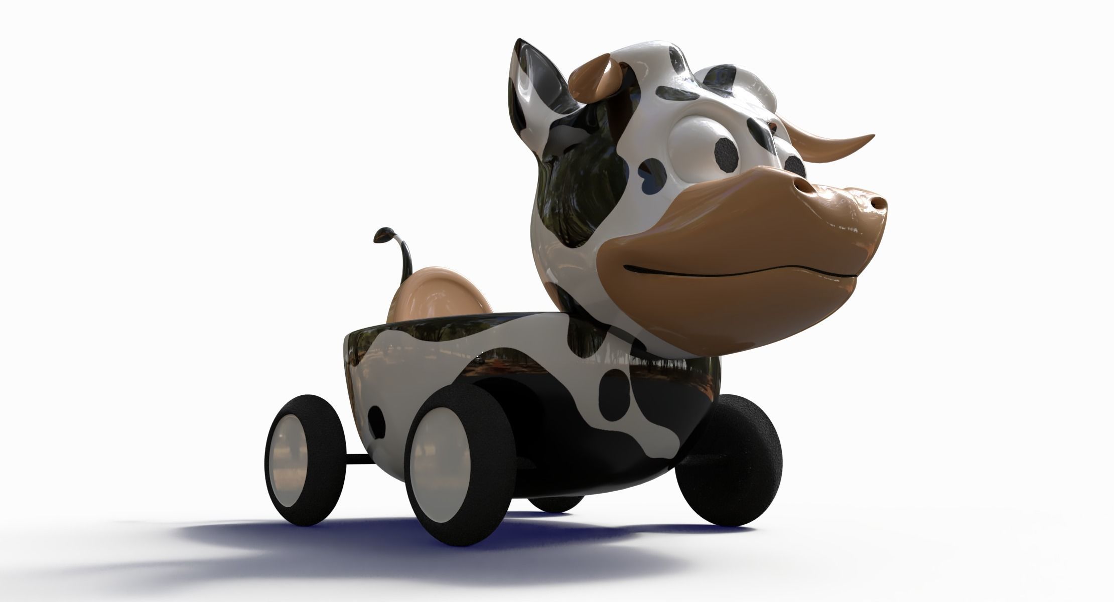 Cow Car Low-poly 3D model_9