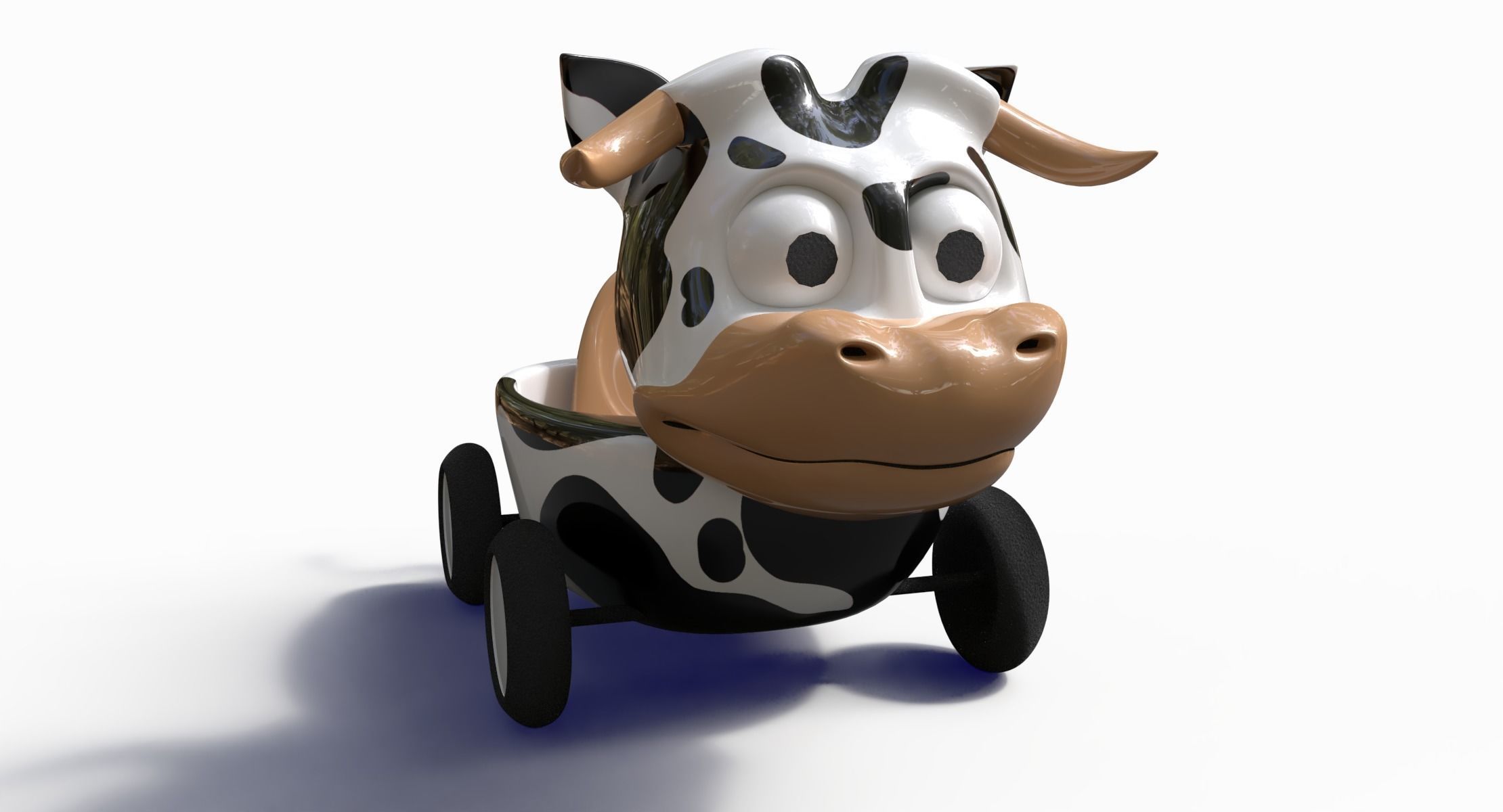 Cow Car Low-poly 3D model_5