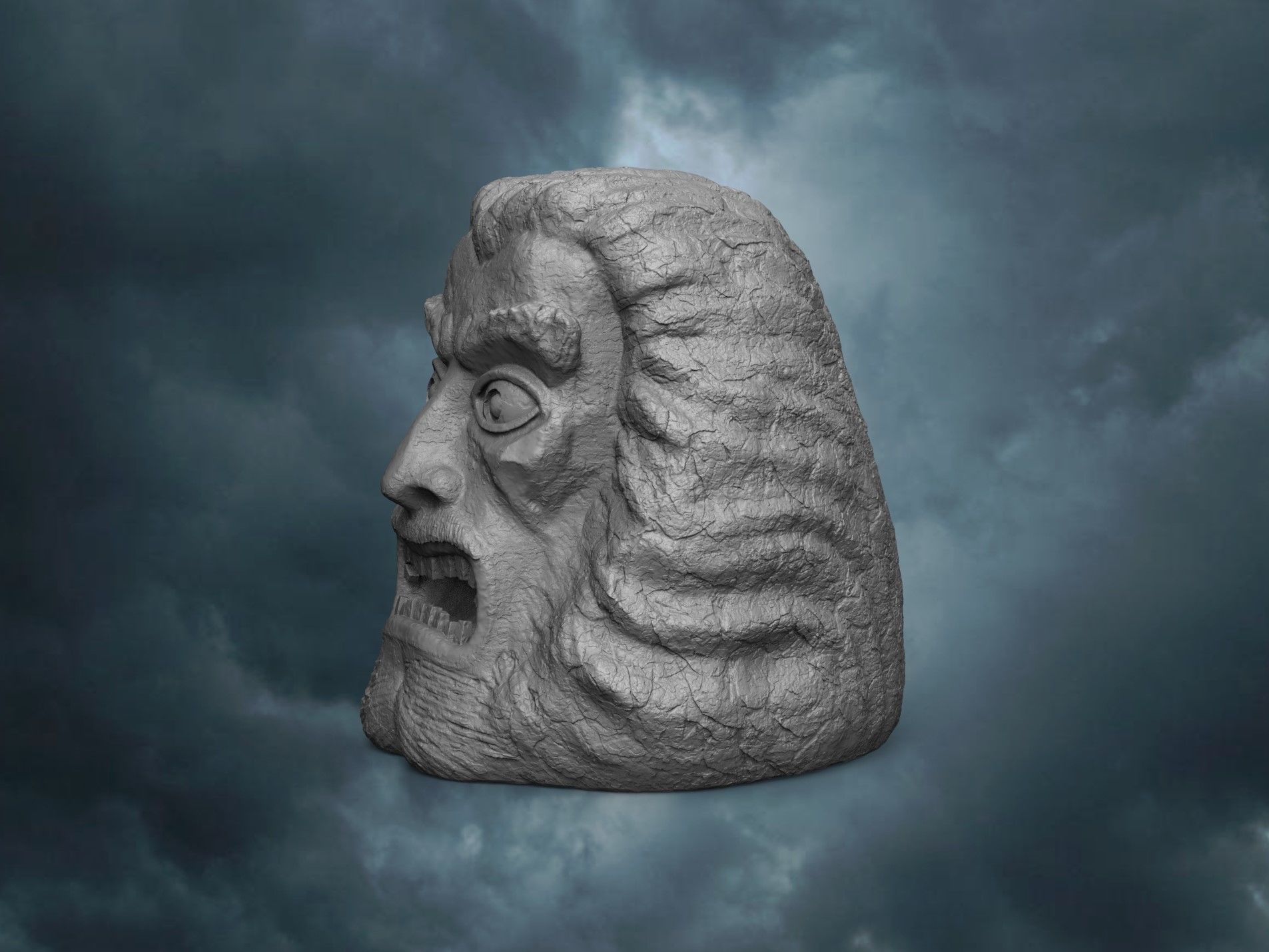 Zardoz statue of demon head 3D print model_2
