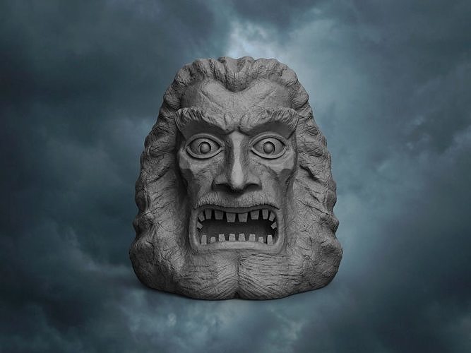 Zardoz statue of demon head 3D print model
