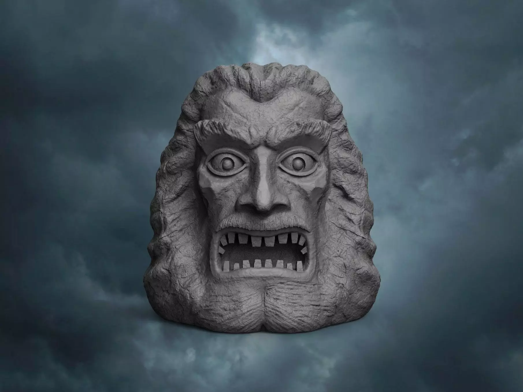 Zardoz statue of demon head 3D print model_0
