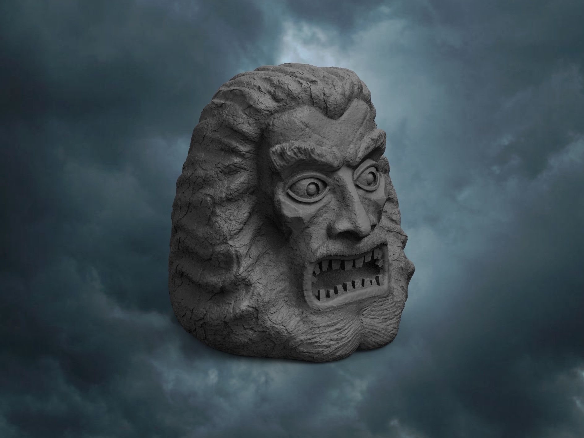 Zardoz statue of demon head 3D print model_1