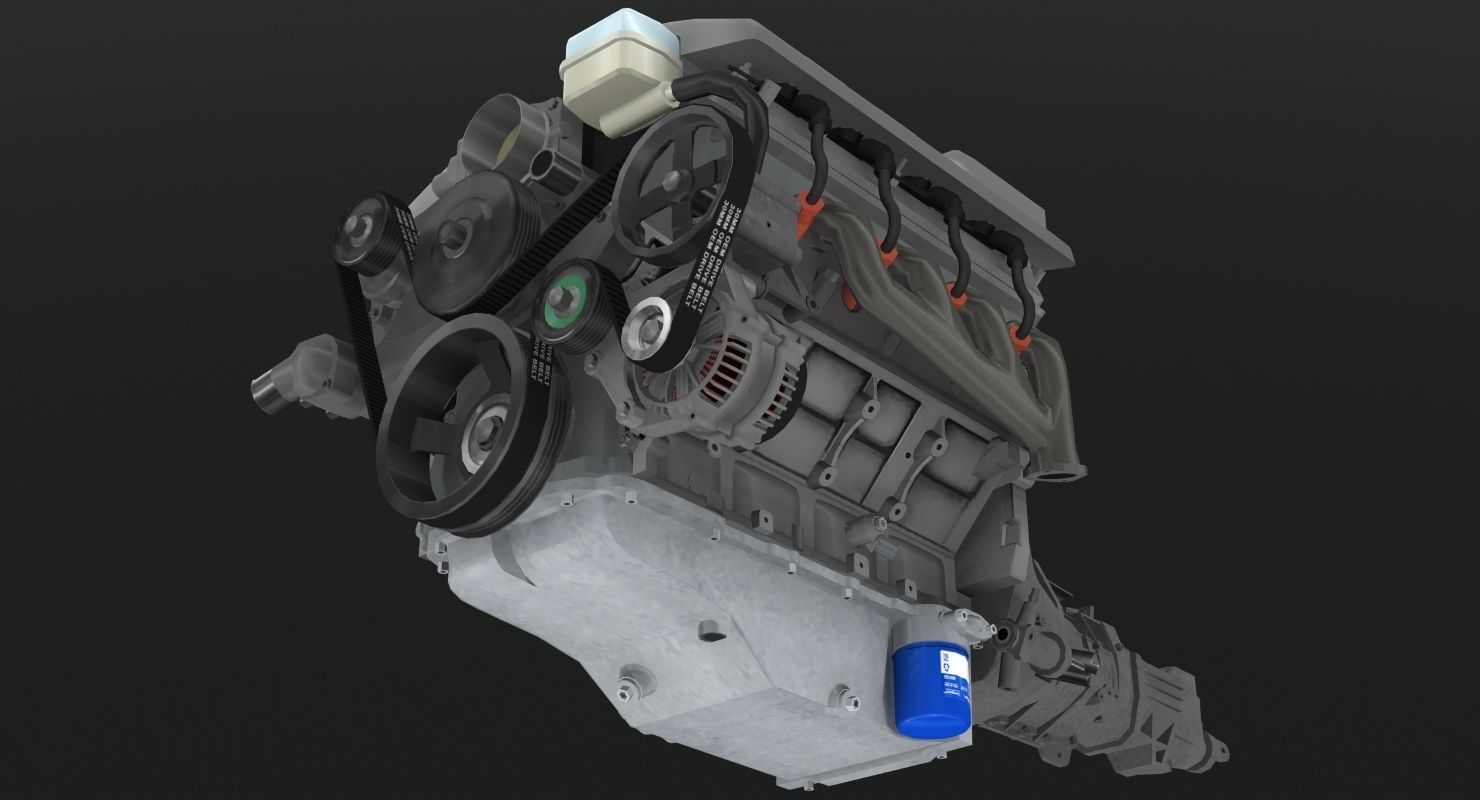 Pontiac GTO 2004 LS1 V8 engine Low-poly 3D model_10